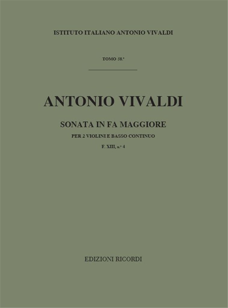 Sonate Per Vl. E B.C.: Per 2 Vl. In Fa Rv 70